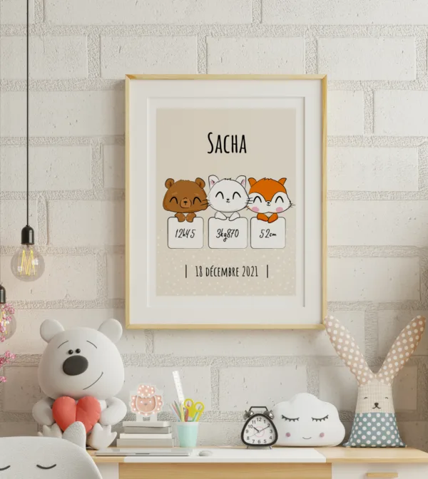 Affiche naissance Animaux pancartes