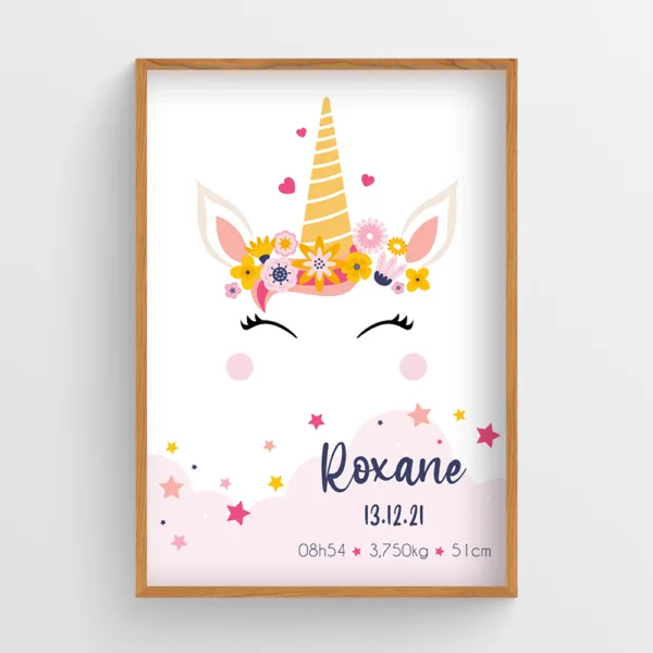 affiche naissance licorne