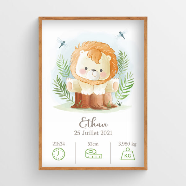 affiche naissance bébé lion