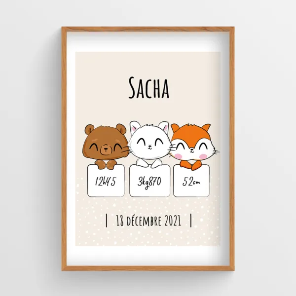Affiche naissance Animaux pancartes