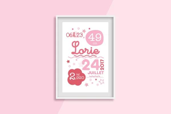 Affiche naissance Étoile fille