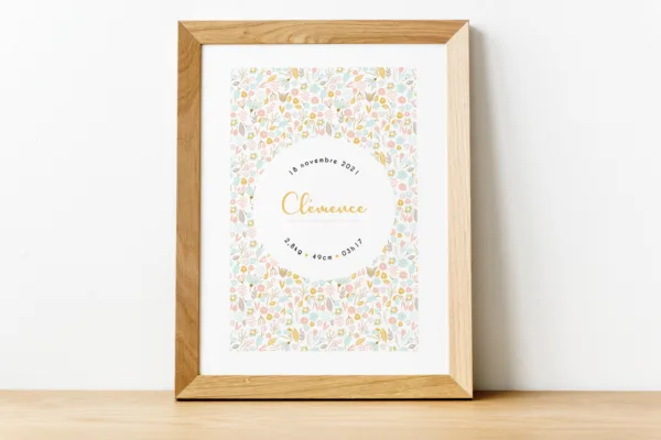 Affiche naissance Fleurs - Clémence – Image 3