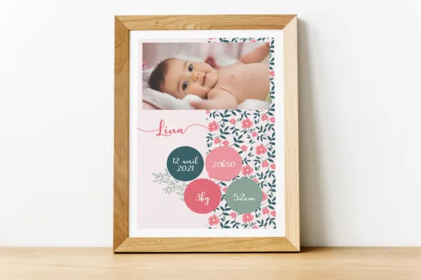 Affiche naissance Photo fleur