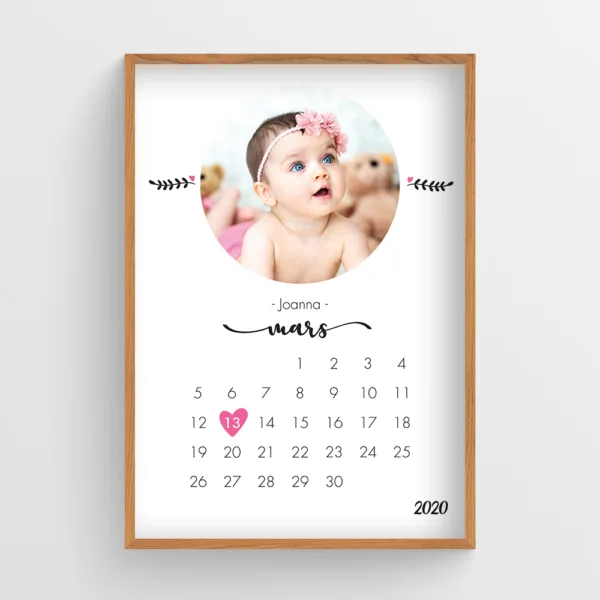 affiche naissance calendrier fille