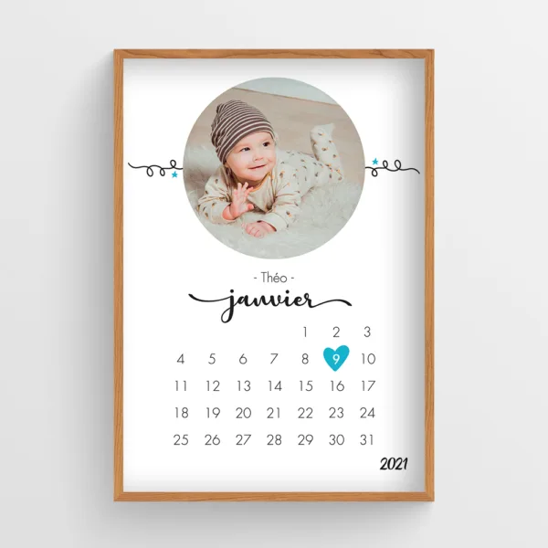 Affiche naissance Calendrier garçon