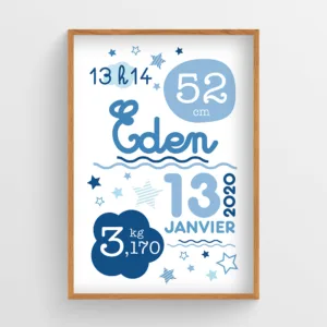 affiche naissance Étoile Garçon
