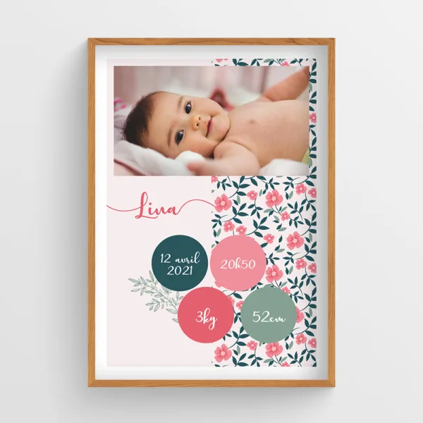 Affiche naissance Photo fleur