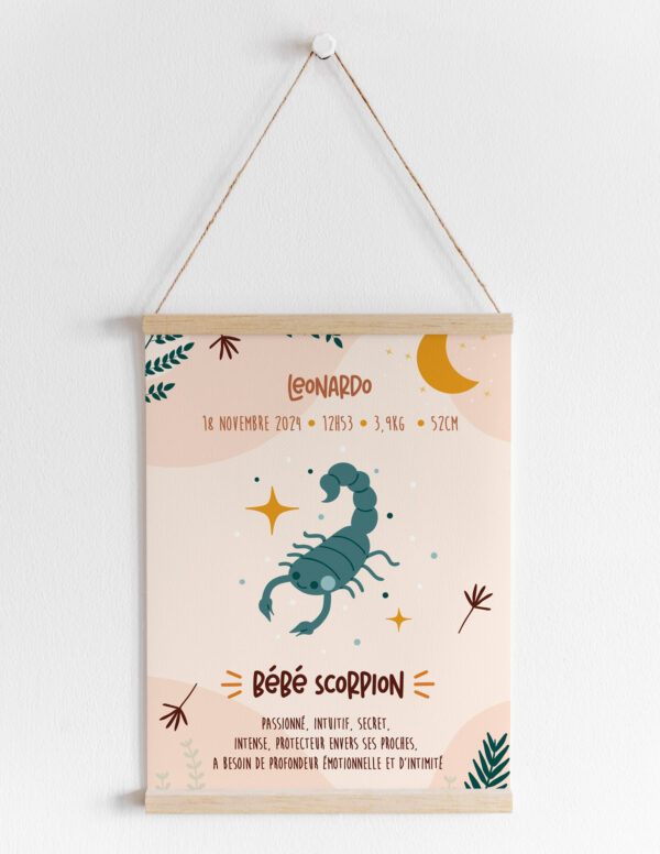 Affiche naissance Astro Scorpion