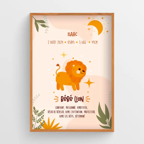 Affiche naissance Astro Lion