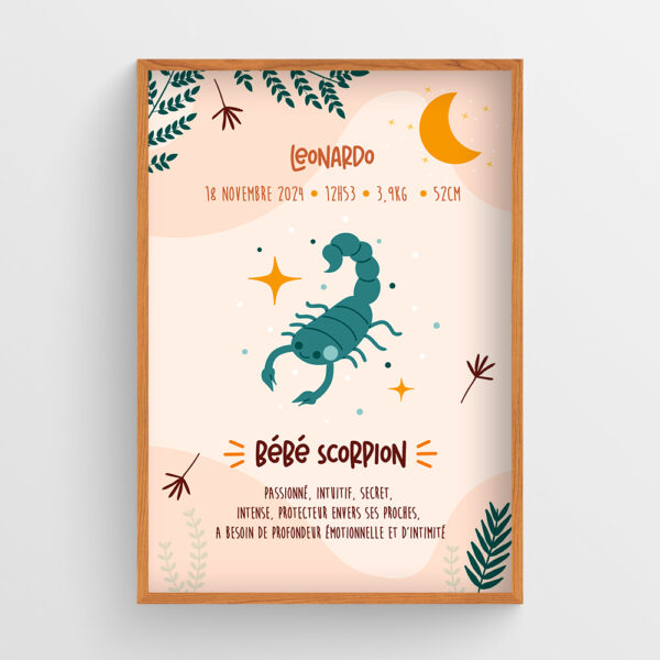 Affiche naissance Astro Scorpion