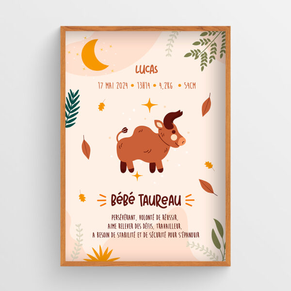 Affiche naissance Astro Taureau