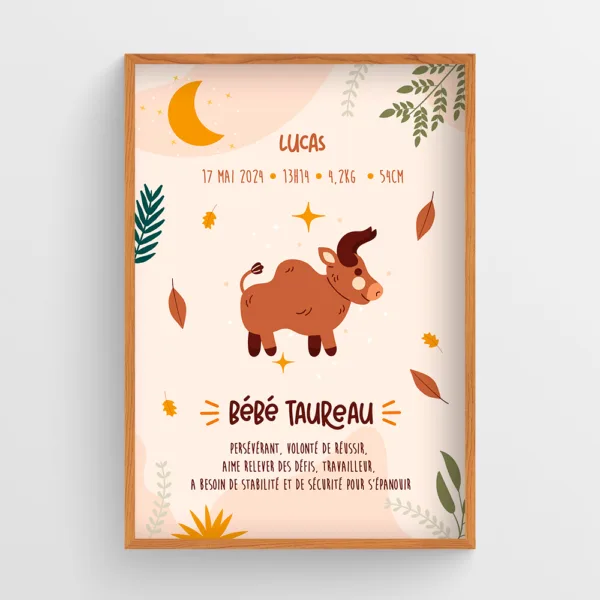 Affiche naissance Astro Taureau